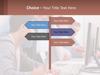 A Group Of People Working On A Computer PowerPoint Template