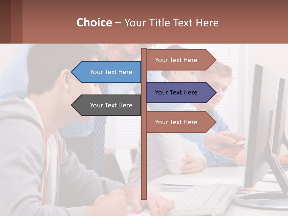 A Group Of People Working On A Computer PowerPoint Template