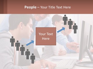 A Group Of People Working On A Computer PowerPoint Template