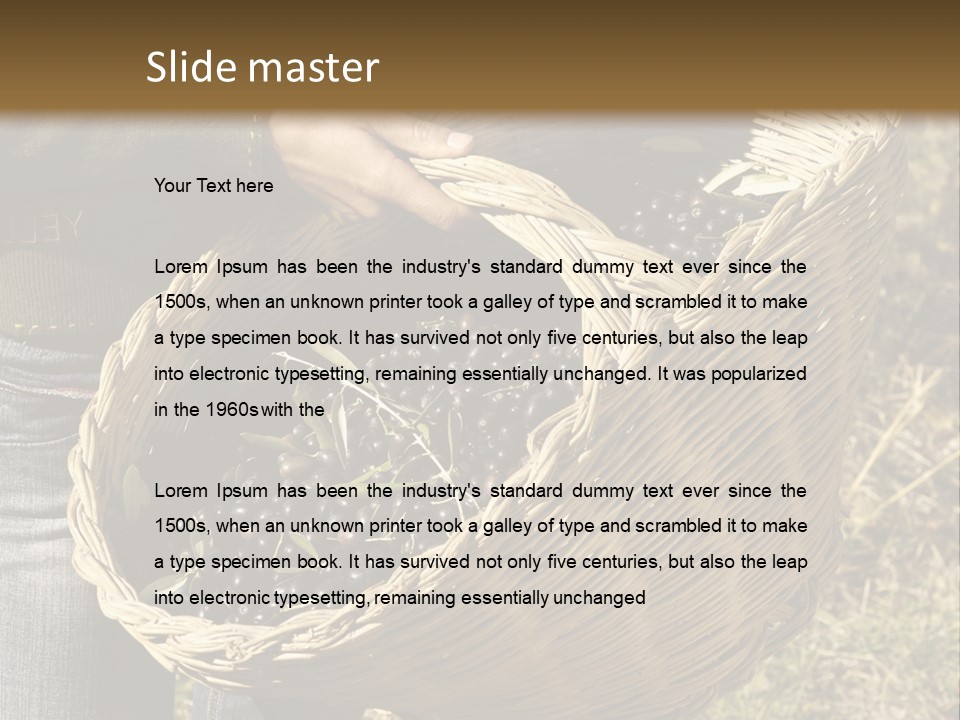 A Woman Holding A Basket Full Of Grapes PowerPoint Template