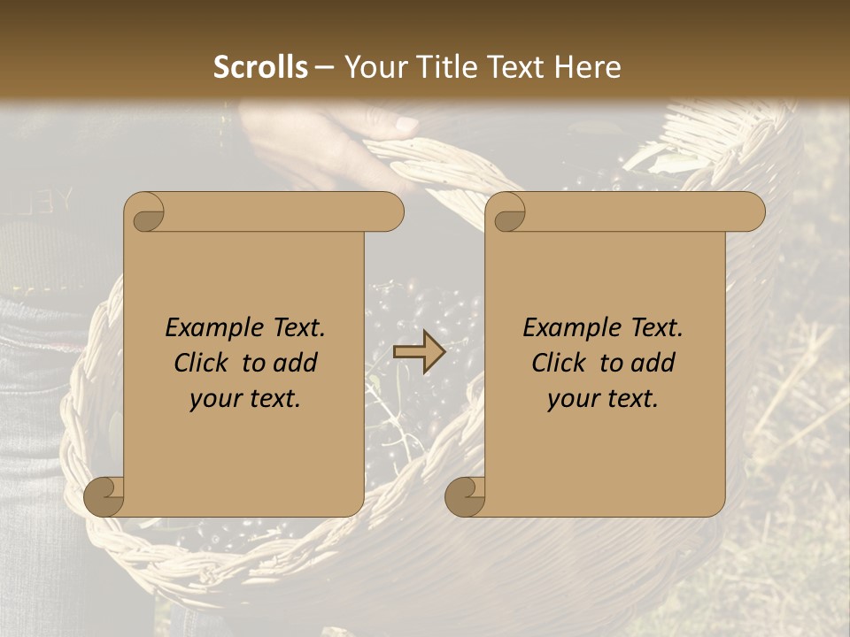 A Woman Holding A Basket Full Of Grapes PowerPoint Template