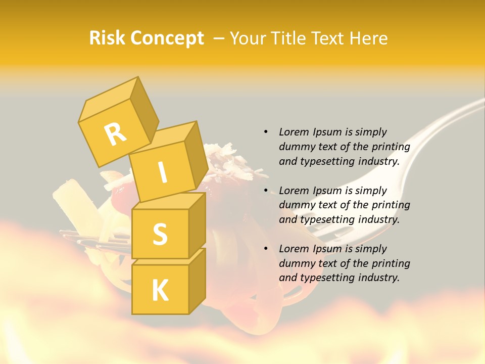 A Fork With Some Food On It And Flames In The Background PowerPoint Template