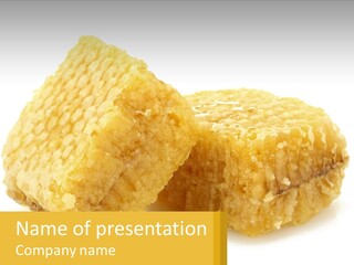 Two Pieces Of Honey On A White Background PowerPoint Template
