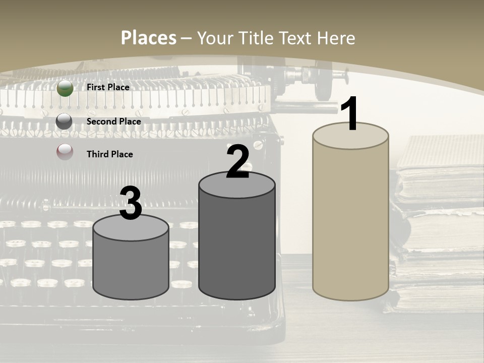 A Typewriter And Books On A Table Powerpoint Template PowerPoint Template