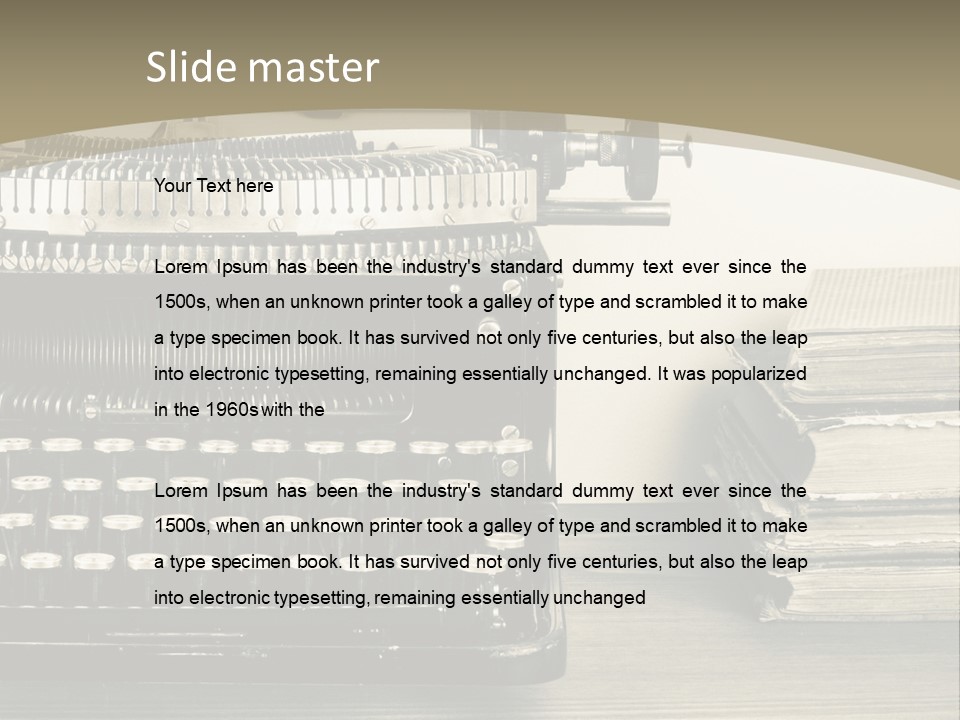 A Typewriter And Books On A Table Powerpoint Template PowerPoint Template