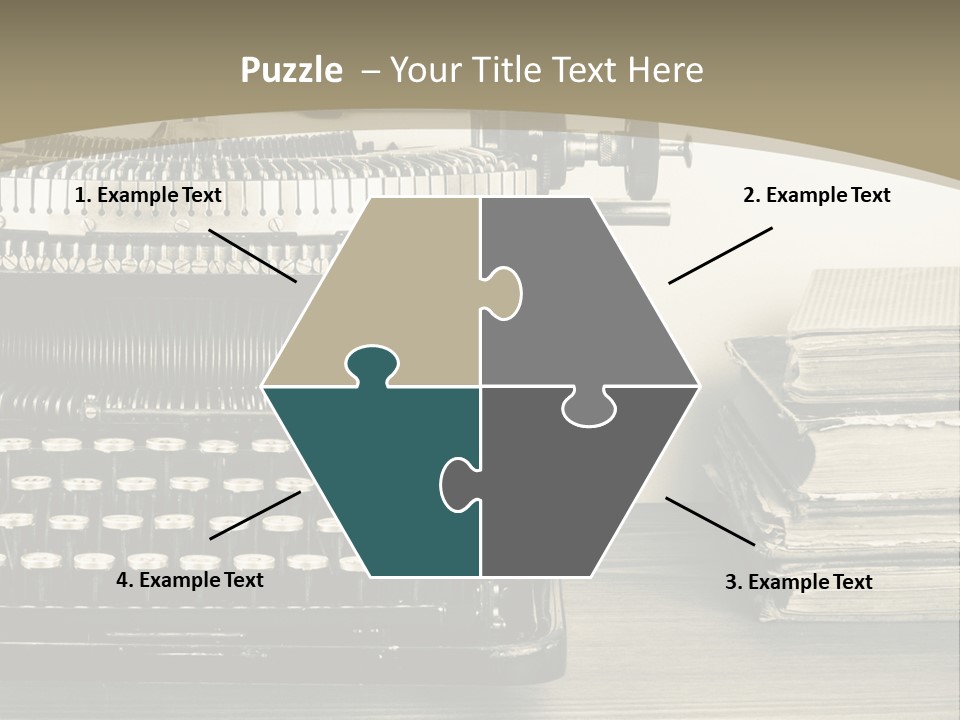 A Typewriter And Books On A Table Powerpoint Template PowerPoint Template