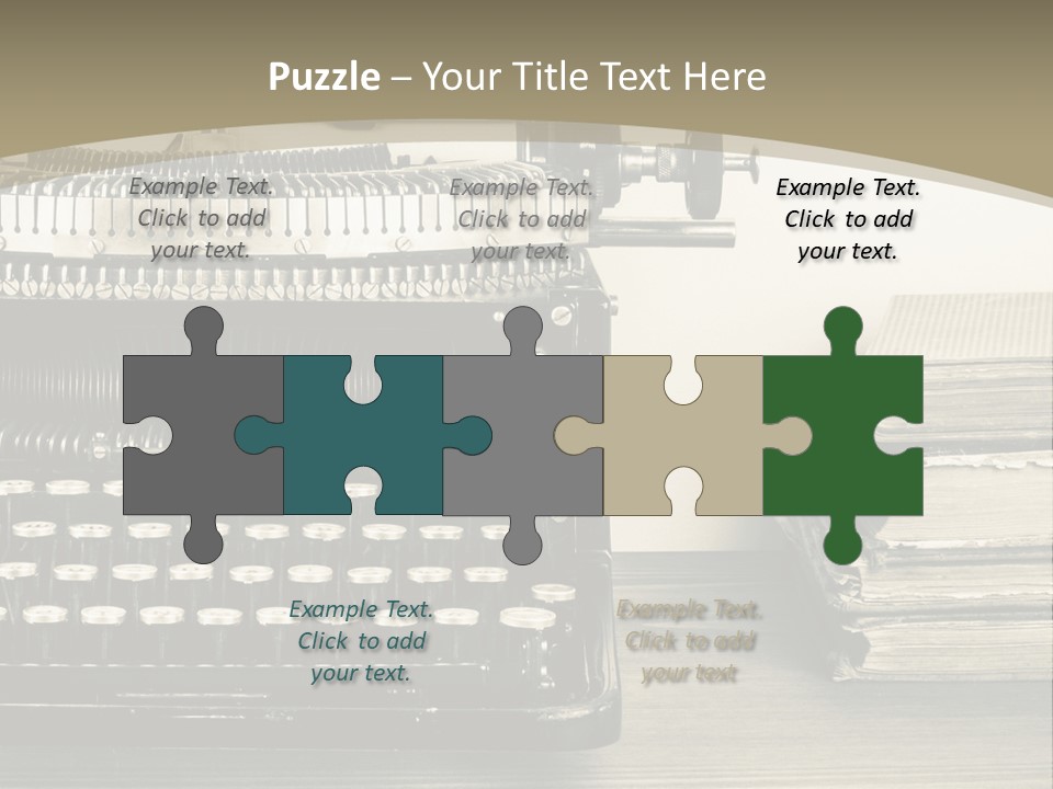 A Typewriter And Books On A Table Powerpoint Template PowerPoint Template