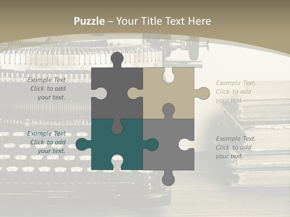 A Typewriter And Books On A Table Powerpoint Template PowerPoint Template