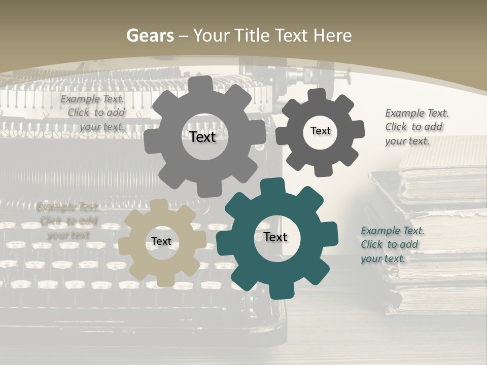 A Typewriter And Books On A Table Powerpoint Template PowerPoint Template