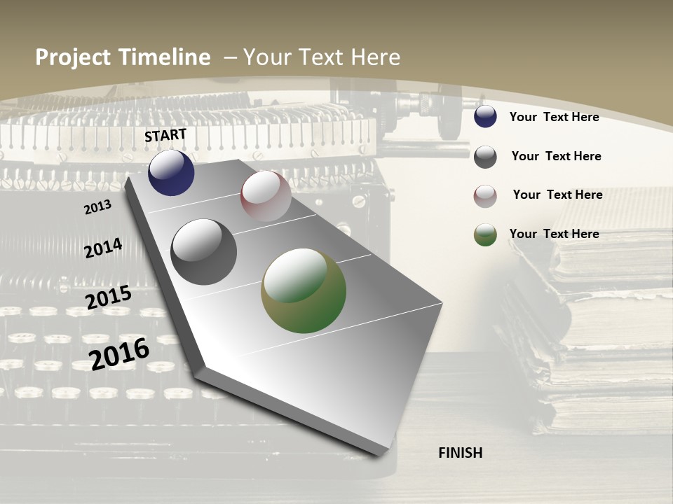 A Typewriter And Books On A Table Powerpoint Template PowerPoint Template