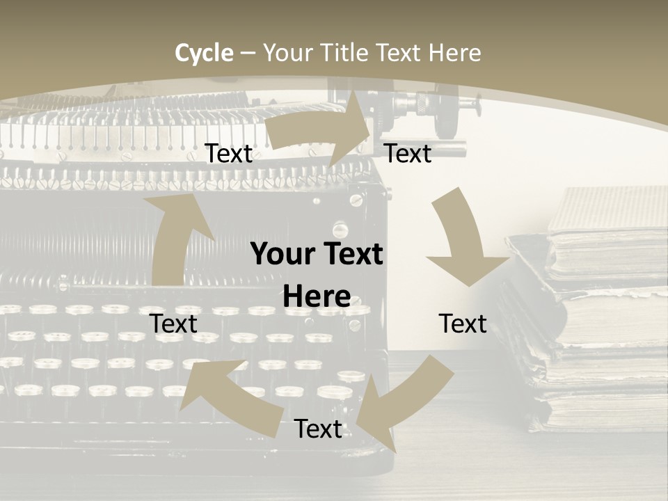 A Typewriter And Books On A Table Powerpoint Template PowerPoint Template