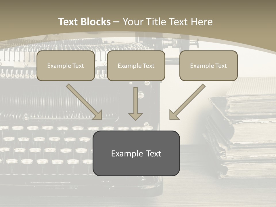 A Typewriter And Books On A Table Powerpoint Template PowerPoint Template