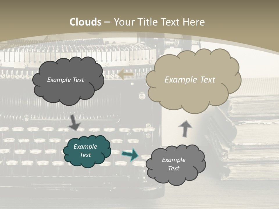 A Typewriter And Books On A Table Powerpoint Template PowerPoint Template