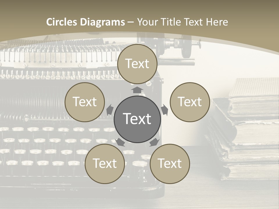 A Typewriter And Books On A Table Powerpoint Template PowerPoint Template