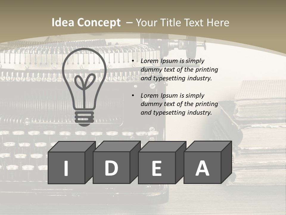 A Typewriter And Books On A Table Powerpoint Template PowerPoint Template