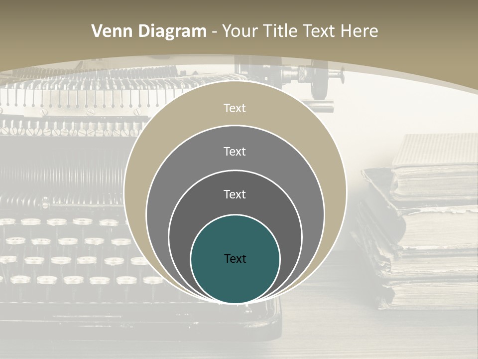 A Typewriter And Books On A Table Powerpoint Template PowerPoint Template