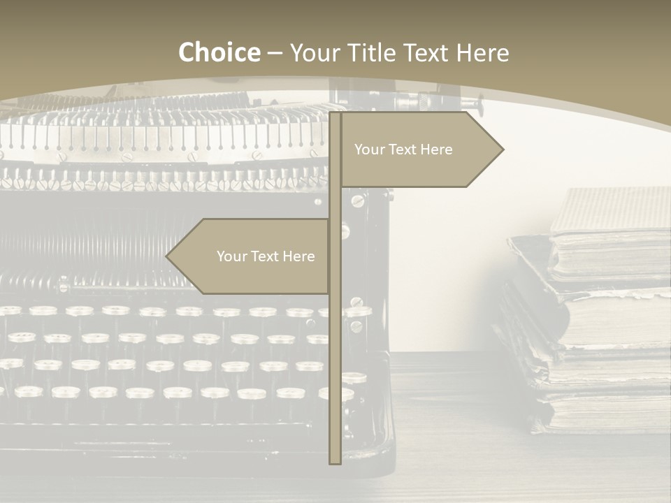 A Typewriter And Books On A Table Powerpoint Template PowerPoint Template