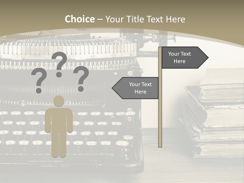 A Typewriter And Books On A Table Powerpoint Template PowerPoint Template