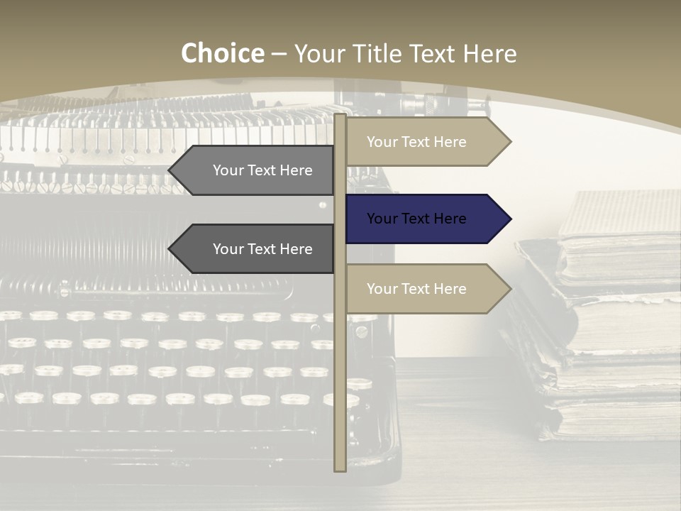 A Typewriter And Books On A Table Powerpoint Template PowerPoint Template