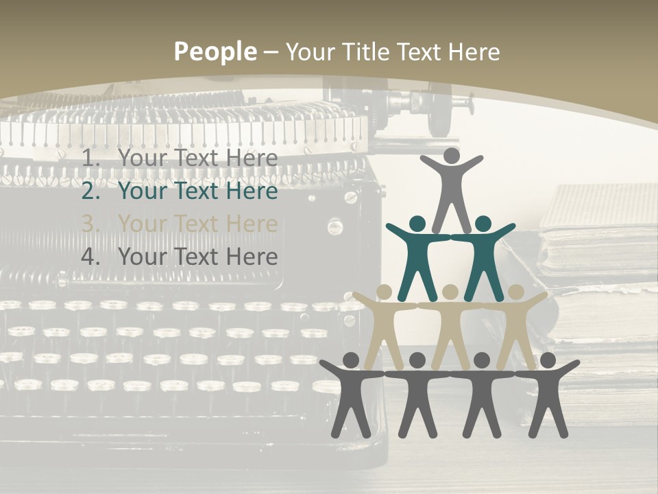 A Typewriter And Books On A Table Powerpoint Template PowerPoint Template