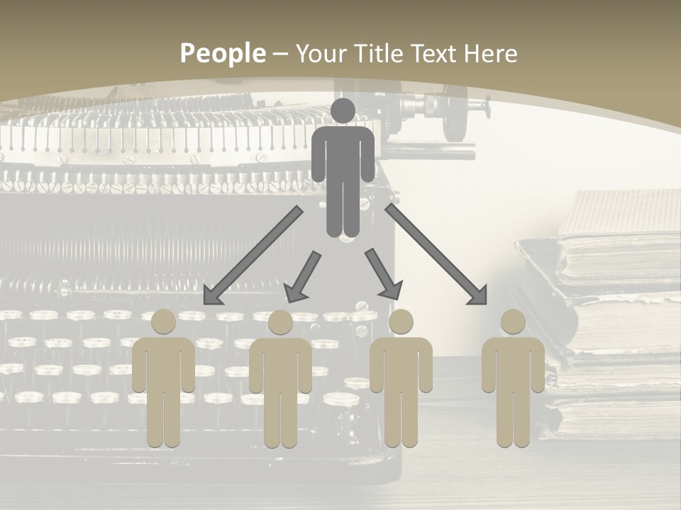 A Typewriter And Books On A Table Powerpoint Template PowerPoint Template