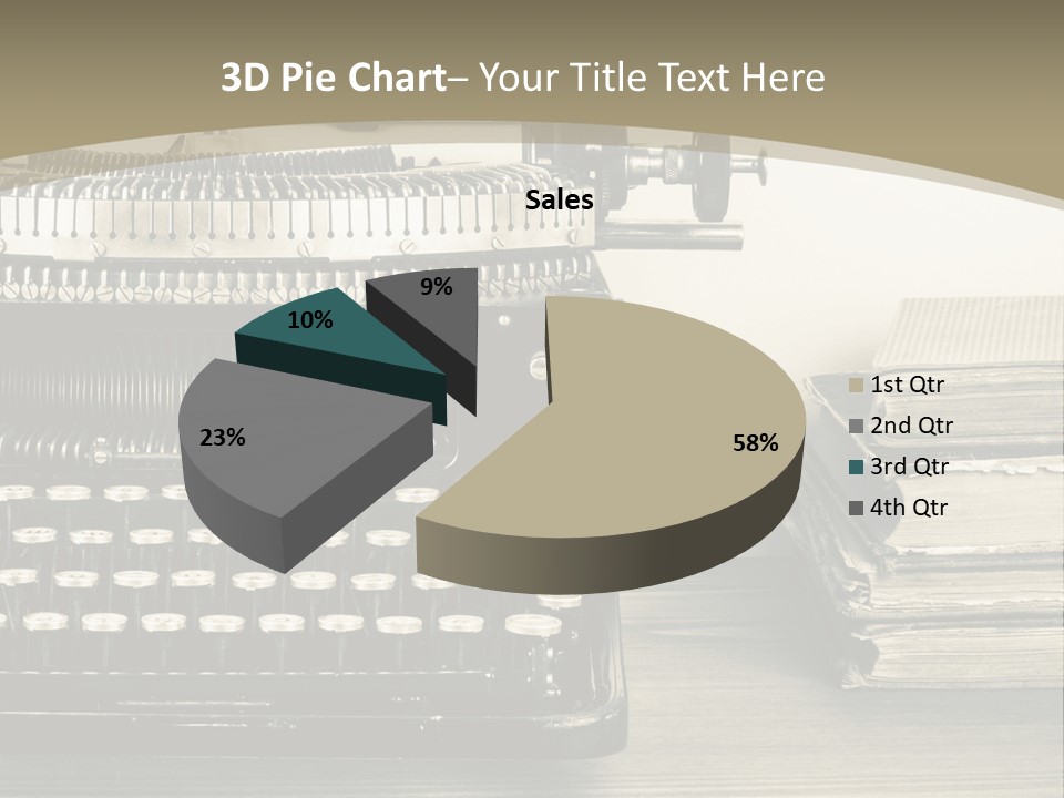 A Typewriter And Books On A Table Powerpoint Template PowerPoint Template
