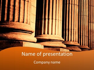A Row Of Columns In Front Of A Building PowerPoint Template