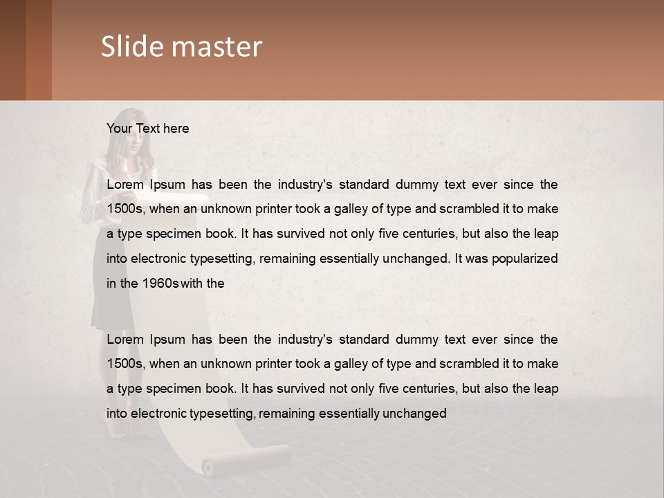 A Woman Standing Behind A Podium With Her Arms Folded PowerPoint Template