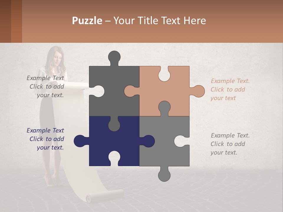 A Woman Standing Behind A Podium With Her Arms Folded PowerPoint Template