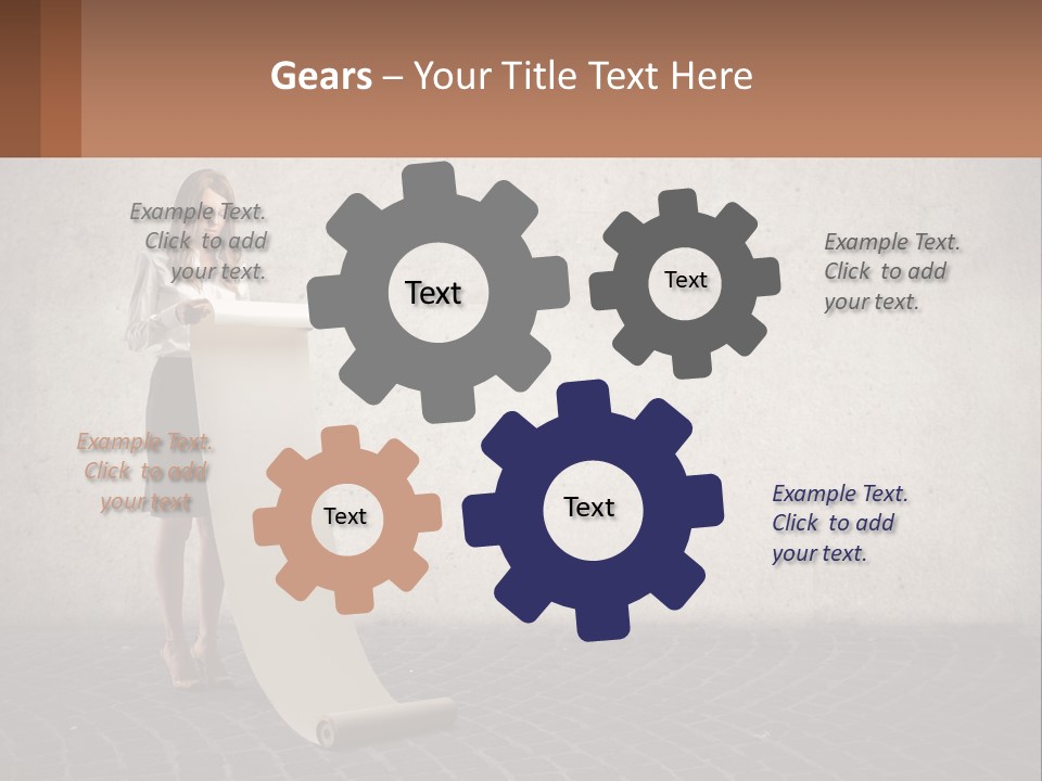 A Woman Standing Behind A Podium With Her Arms Folded PowerPoint Template