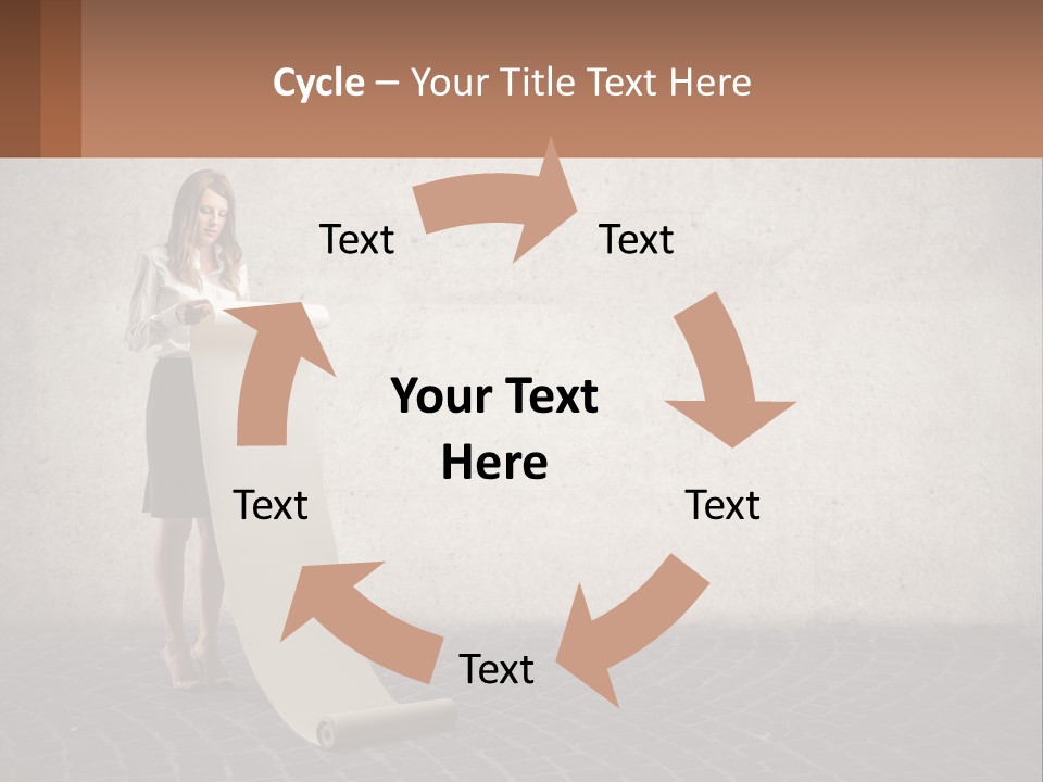 A Woman Standing Behind A Podium With Her Arms Folded PowerPoint Template