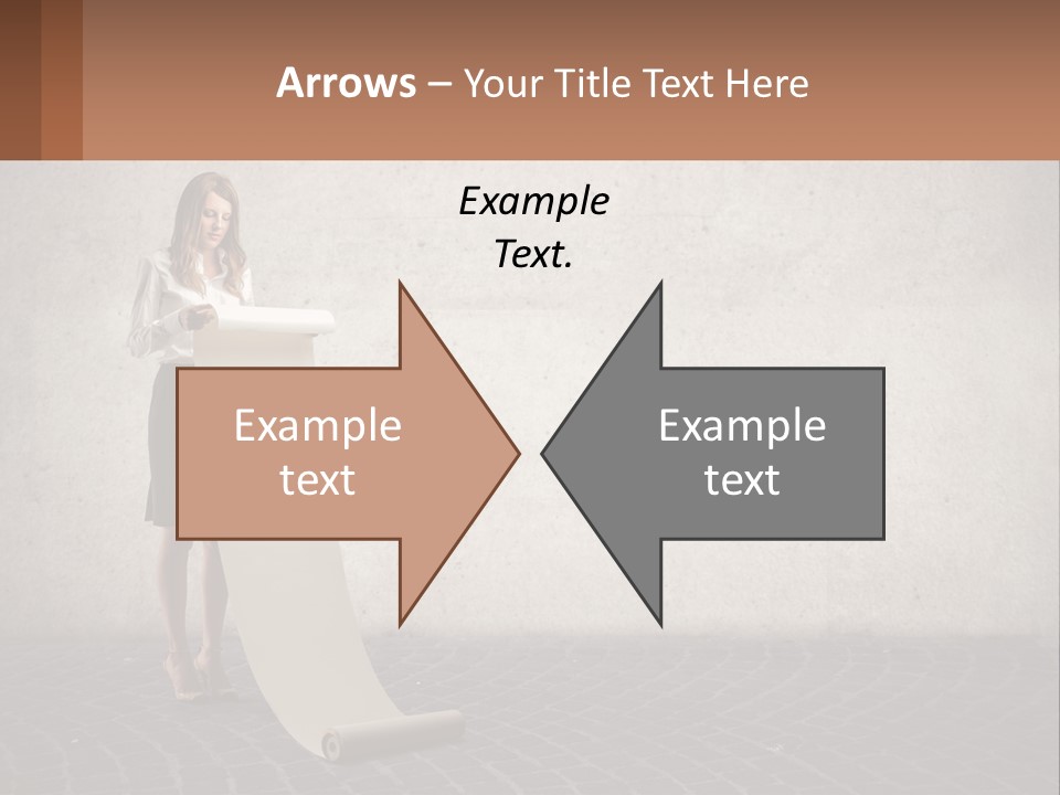 A Woman Standing Behind A Podium With Her Arms Folded PowerPoint Template