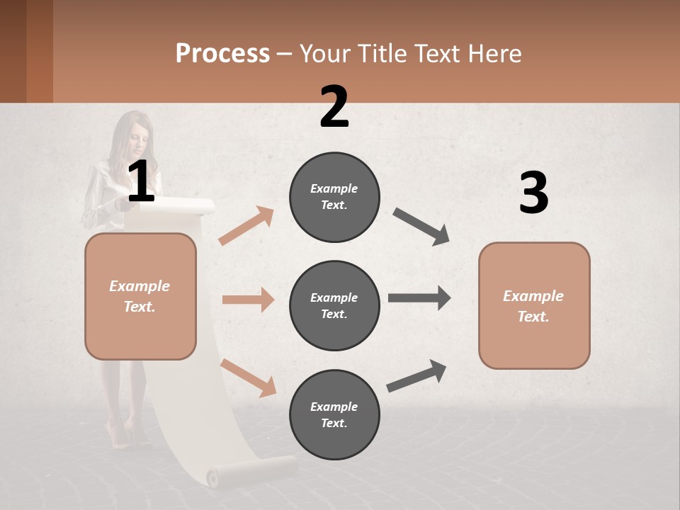 A Woman Standing Behind A Podium With Her Arms Folded PowerPoint Template