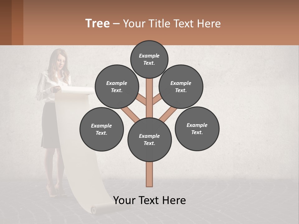 A Woman Standing Behind A Podium With Her Arms Folded PowerPoint Template