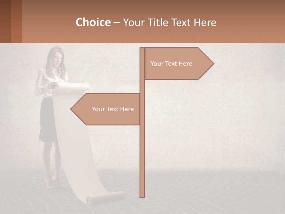 A Woman Standing Behind A Podium With Her Arms Folded PowerPoint Template