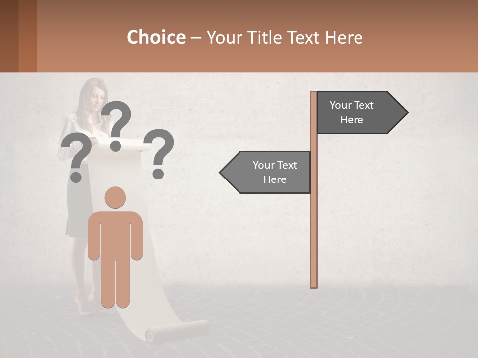 A Woman Standing Behind A Podium With Her Arms Folded PowerPoint Template