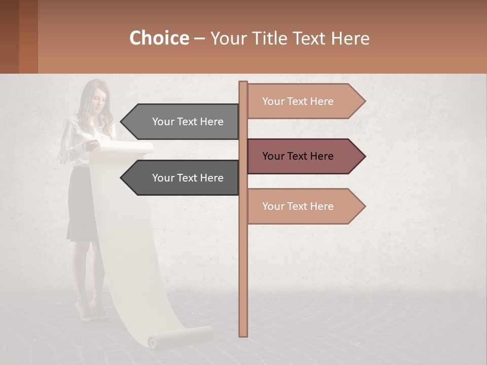 A Woman Standing Behind A Podium With Her Arms Folded PowerPoint Template