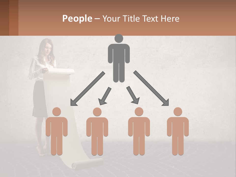 A Woman Standing Behind A Podium With Her Arms Folded PowerPoint Template