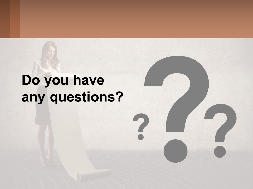 A Woman Standing Behind A Podium With Her Arms Folded PowerPoint Template