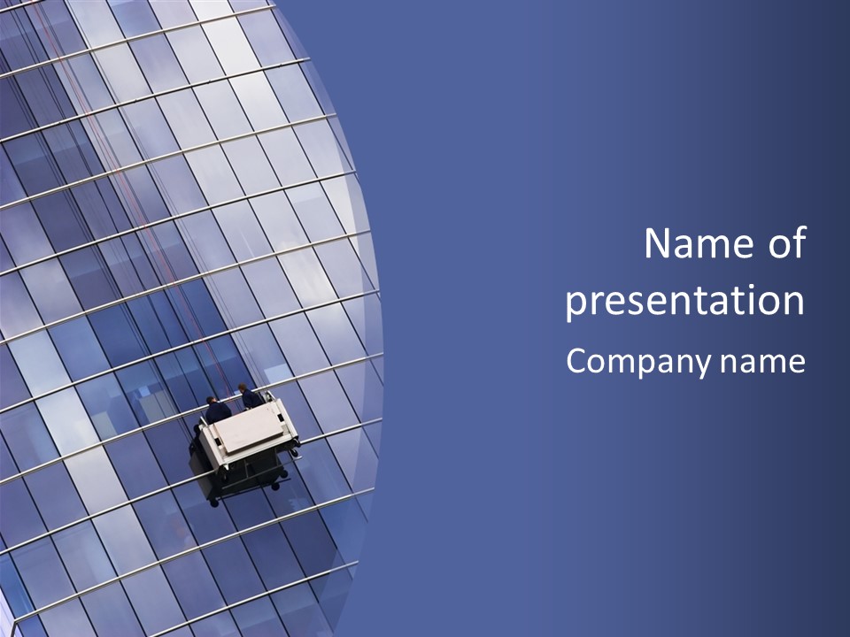A Blue And White Building With A Sky Background PowerPoint Template