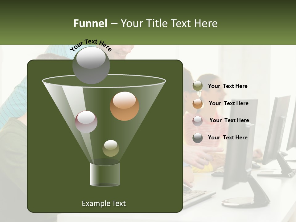 A Group Of People Sitting At A Computer Desk PowerPoint Template