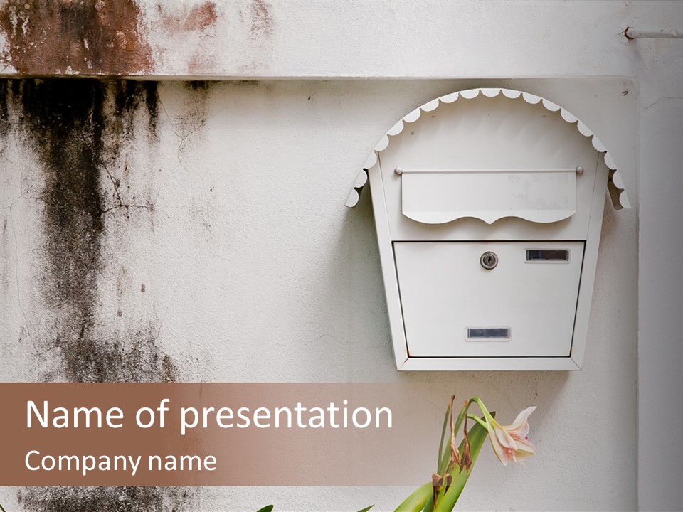 A Wall With A Mailbox And A Plant On It PowerPoint Template