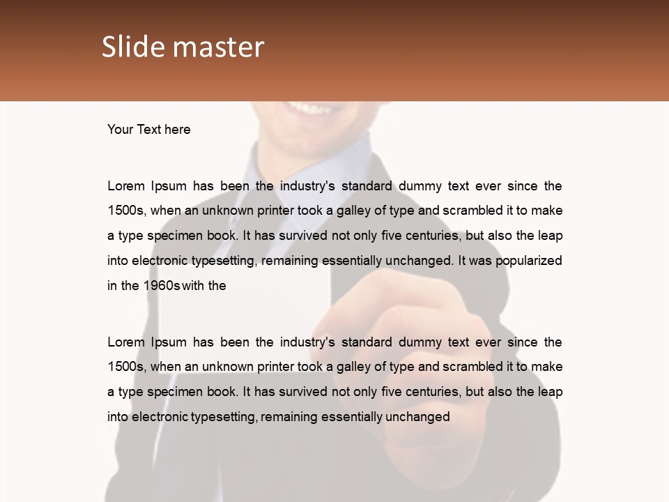 A Man In A Suit Holding A Business Card PowerPoint Template