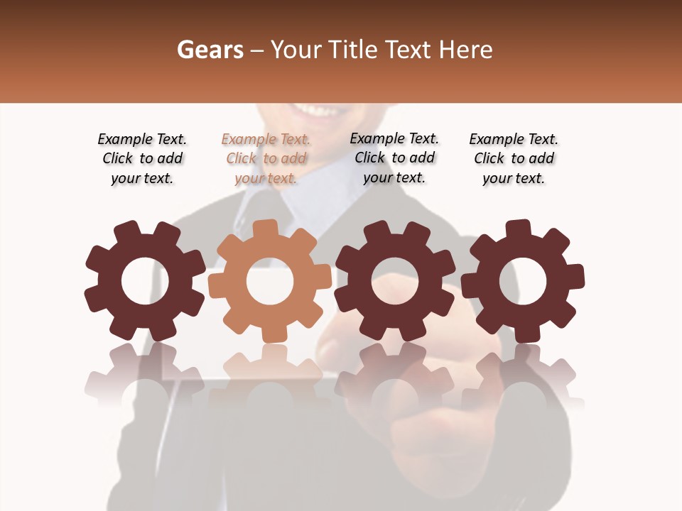 A Man In A Suit Holding A Business Card PowerPoint Template