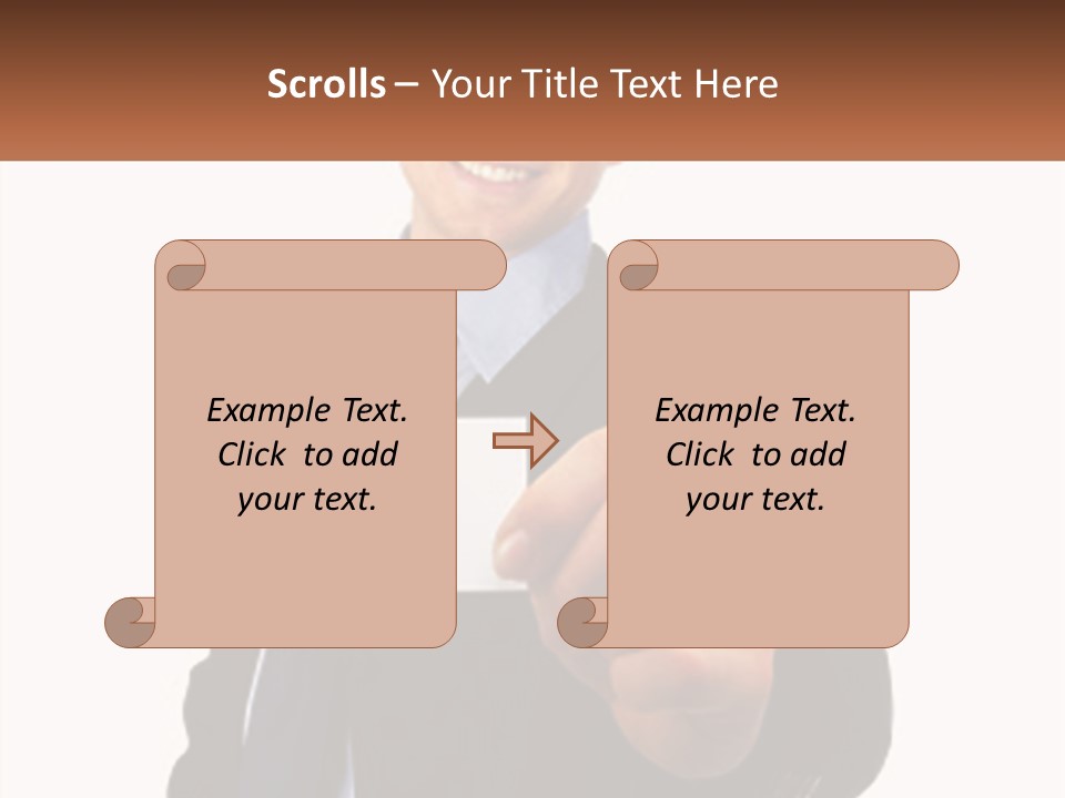 A Man In A Suit Holding A Business Card PowerPoint Template