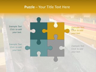 A Woman Slides Down A Slide In A Water Park PowerPoint Template