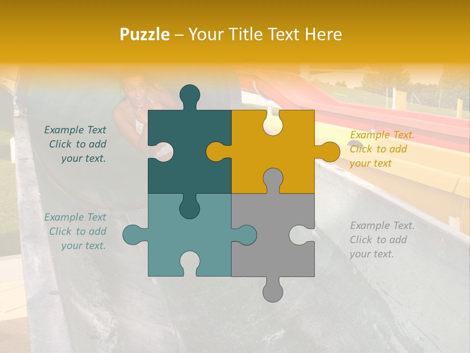 A Woman Slides Down A Slide In A Water Park PowerPoint Template