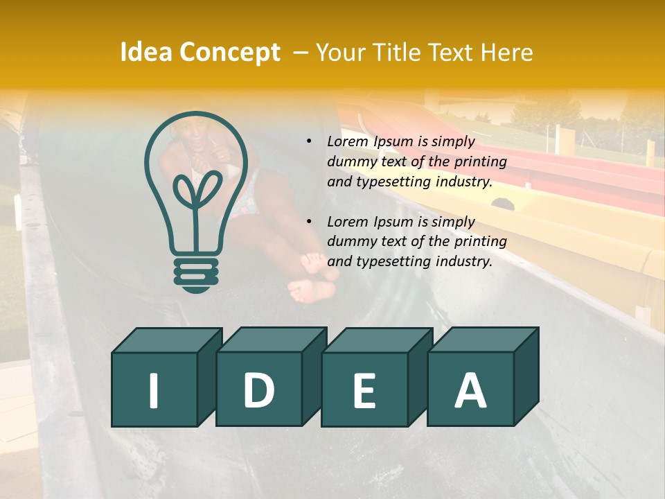 A Woman Slides Down A Slide In A Water Park PowerPoint Template