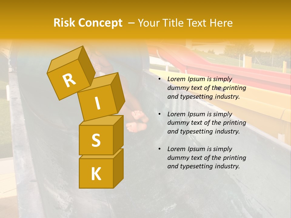 A Woman Slides Down A Slide In A Water Park PowerPoint Template