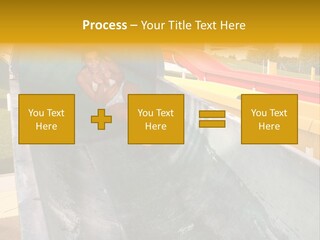 A Woman Slides Down A Slide In A Water Park PowerPoint Template